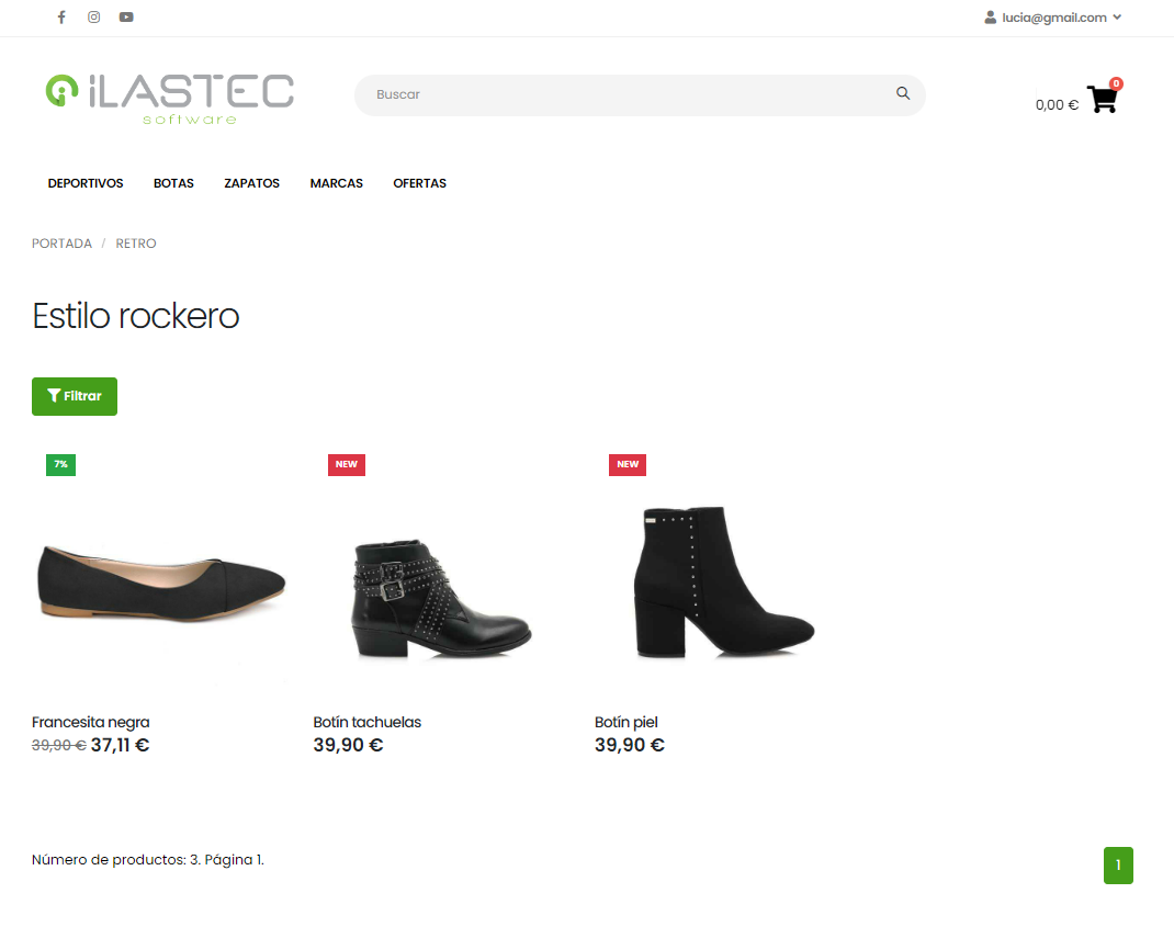 Página tag en tienda online