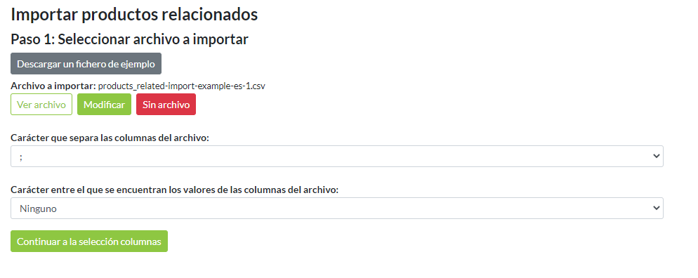 Paso 1: Seleccionar archivo a importar