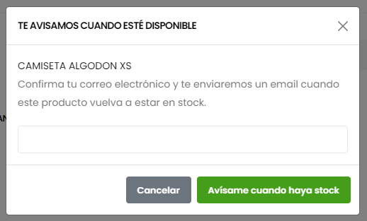 Ventana de confirmación dirección de correo electrónico