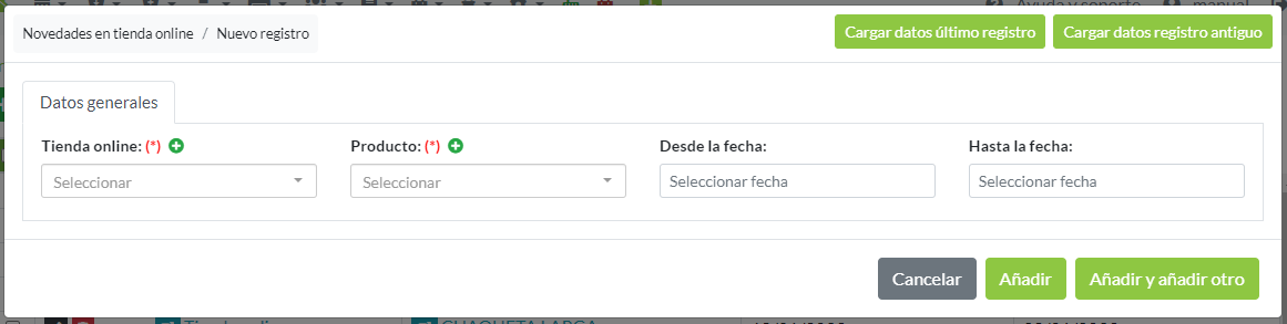 Creación de registro para Productos destacados