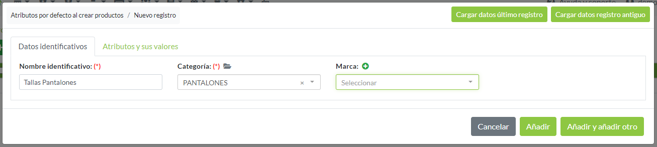 Atributos por defecto: datos identificativos