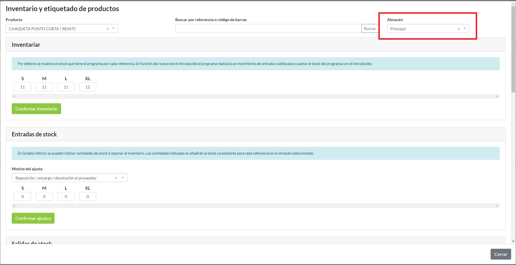 Almacén en proceso de inventario