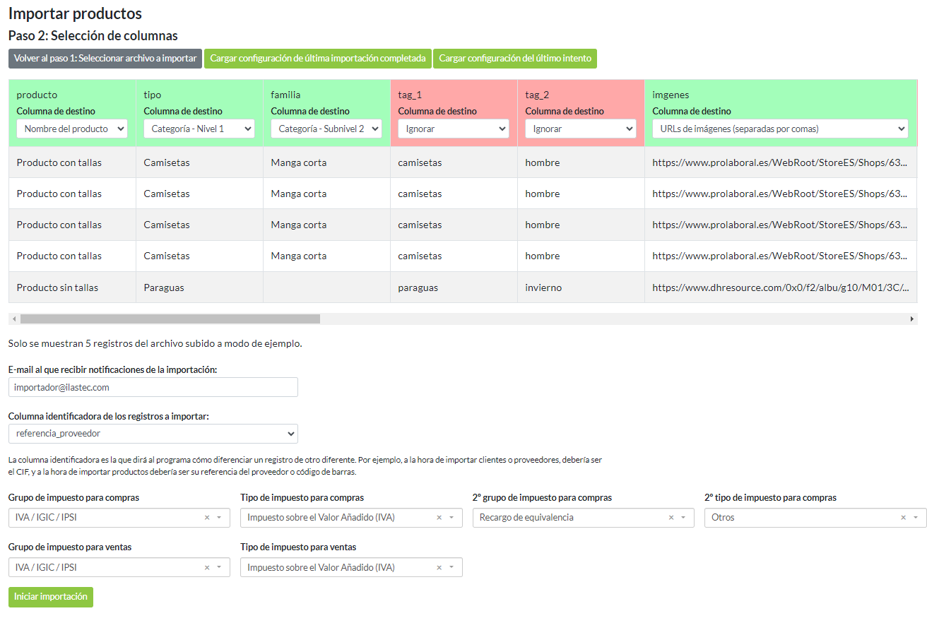 Paso 2: Selección de columnas
