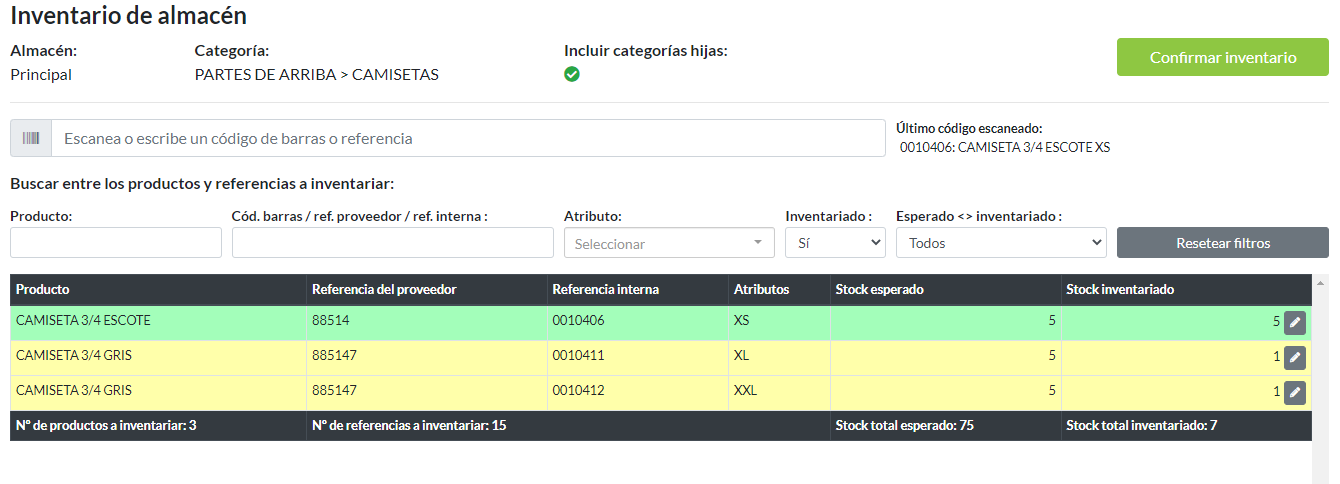 Proceso inventario de almacén