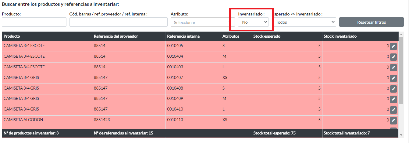 Referencias aún no inventariadas